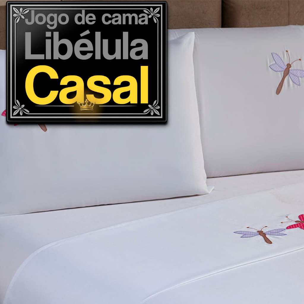 Kit Lençol Casal Bordado 4 Peças com Lençol de Cima e 2 Fronhas