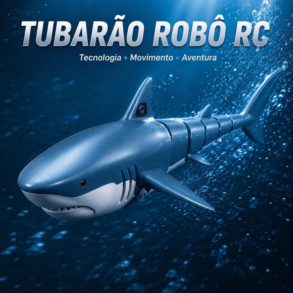 Tubarão Robô RC com Câmera, Corpo Articulado, Jato de Água e Controle 2.4G para Piscina