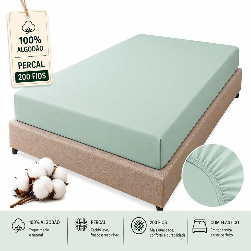 Lençol Casal Avulso com Elástico em toda volta 100% Algodão 400 fios Hotel Promoção Decoração