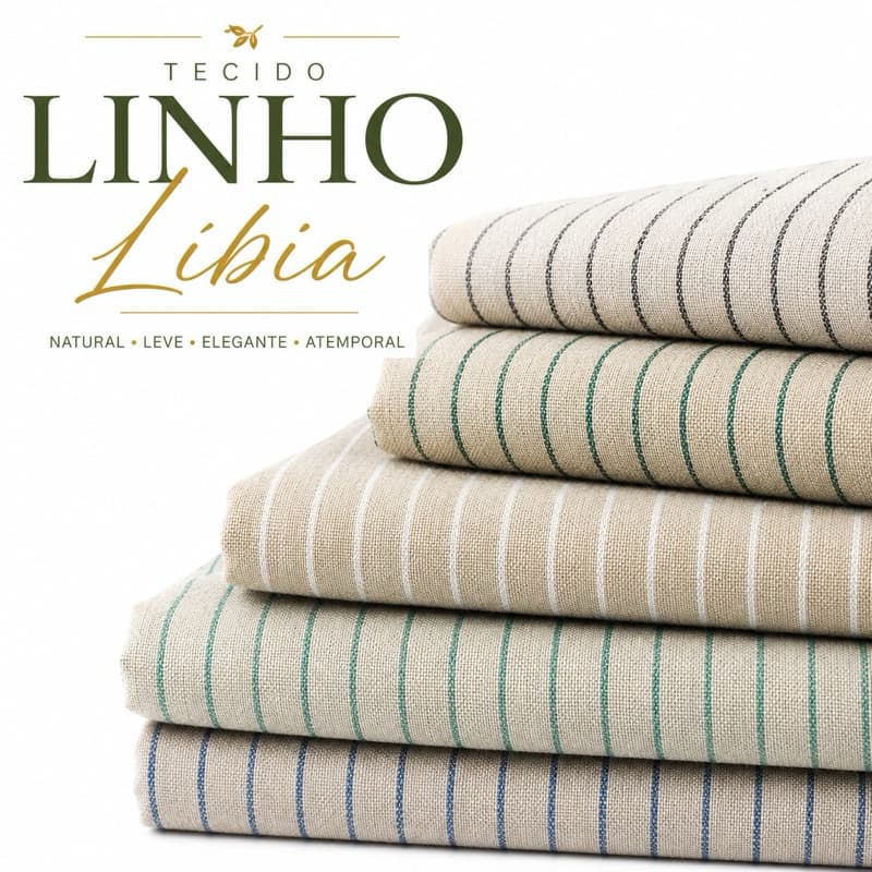 Tecido linho Líbia listrado Natural -1m x 1,40m- escolha perfeita para quem busca criar peças com caimento elegante