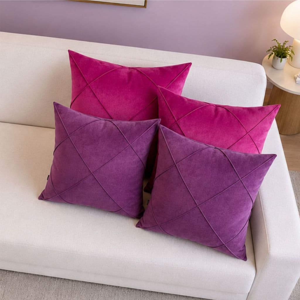 Capas de Almofada 40x40 Suede Drapeada Decorativa para Sofá Sala Quarto Macia com Zíper Luxo
