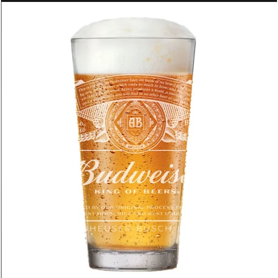 Copo de Vidro Budweiser Oficial 415ml | Vidro Resistente para Cerveja | Copo Personalizado