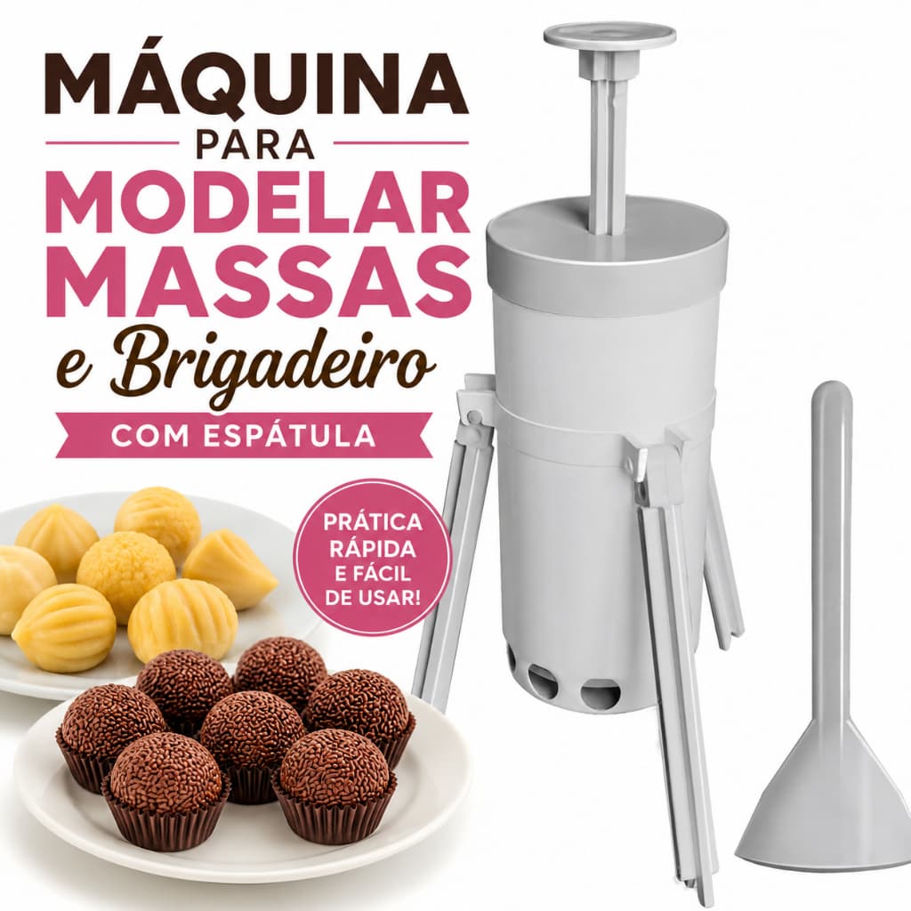 Maquina Modeladora Plástica com Espátula Massas Doces Brigadeiro Beijinho Nhoqueira