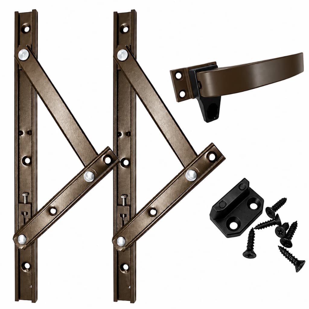Kit Janela Maxim-Ar Braço 30cm em Alumínio + Fecho Alavanca | BRONZE | Completo