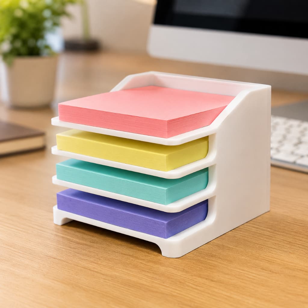 Porta Post It 4 Andares Organizador de Mesa Escritório para Notas Adesivas