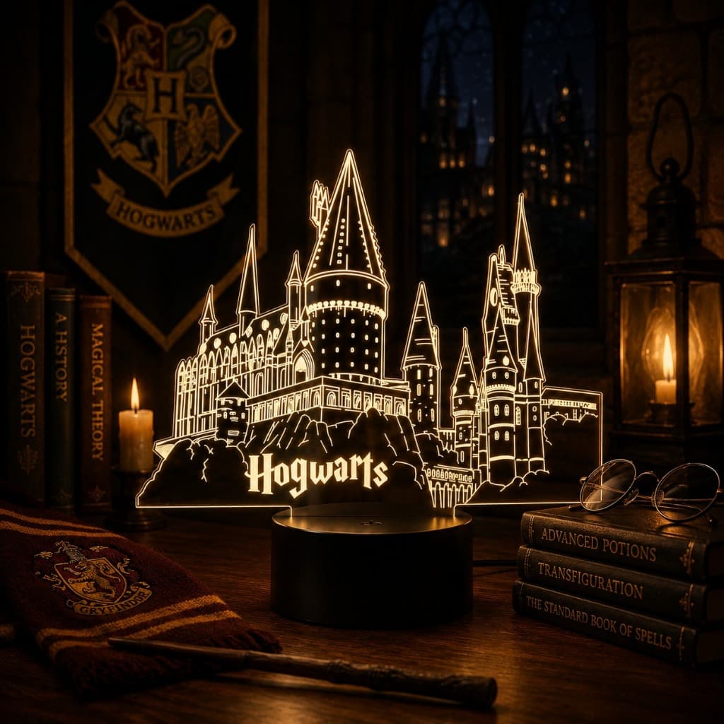 Luminária Led 3d | Harry Potter Hogwarts | Abajur Multicores