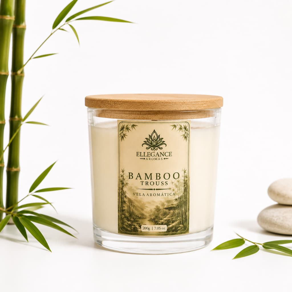 Vela Aromática Bamboo Trouss 200g Cera de Coco com Tampa | Ellegance Aromas