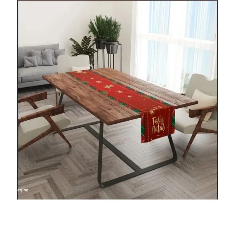 Trilho de Mesa Feliz Natal 40x200cm Caminho Ceia Tecido Premium Decoração de Festas
