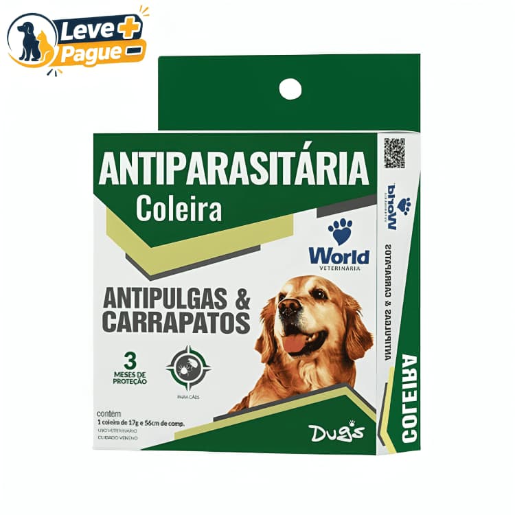 Coleira Dugs 17g Antipulgas e Carrapatos para Cães Coleira Antiparasitária