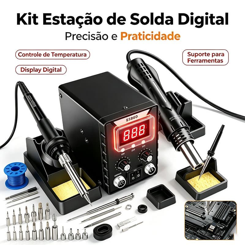 Kit Ferro De Solda 110V 220V Profissional Estação De Solda Retrabalho Soprador Ferro 2 Em 1 Ajustável