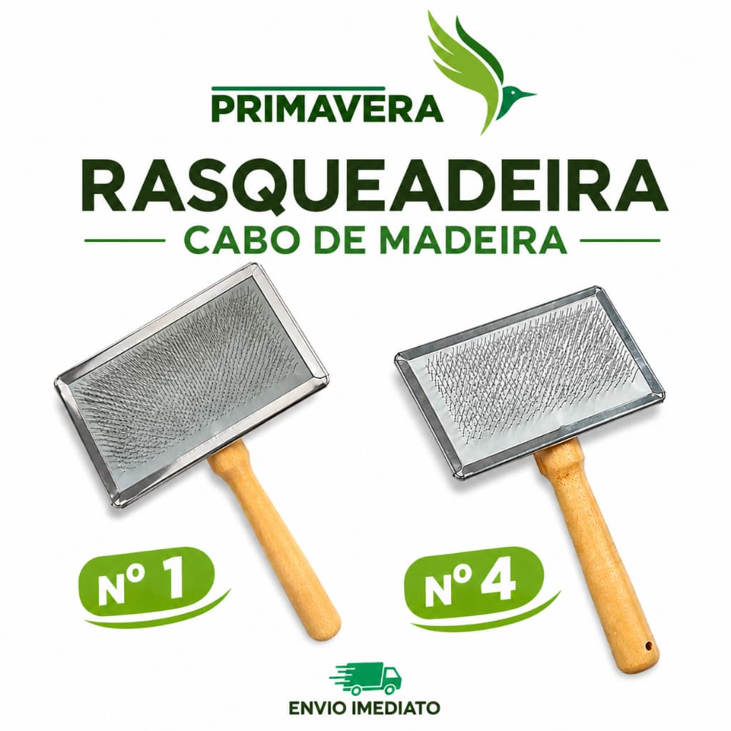 Rasqueadeira Cabo de Madeira N° 1 e N° 4 Para Cães E Gatos Escova Removedora De Pelos