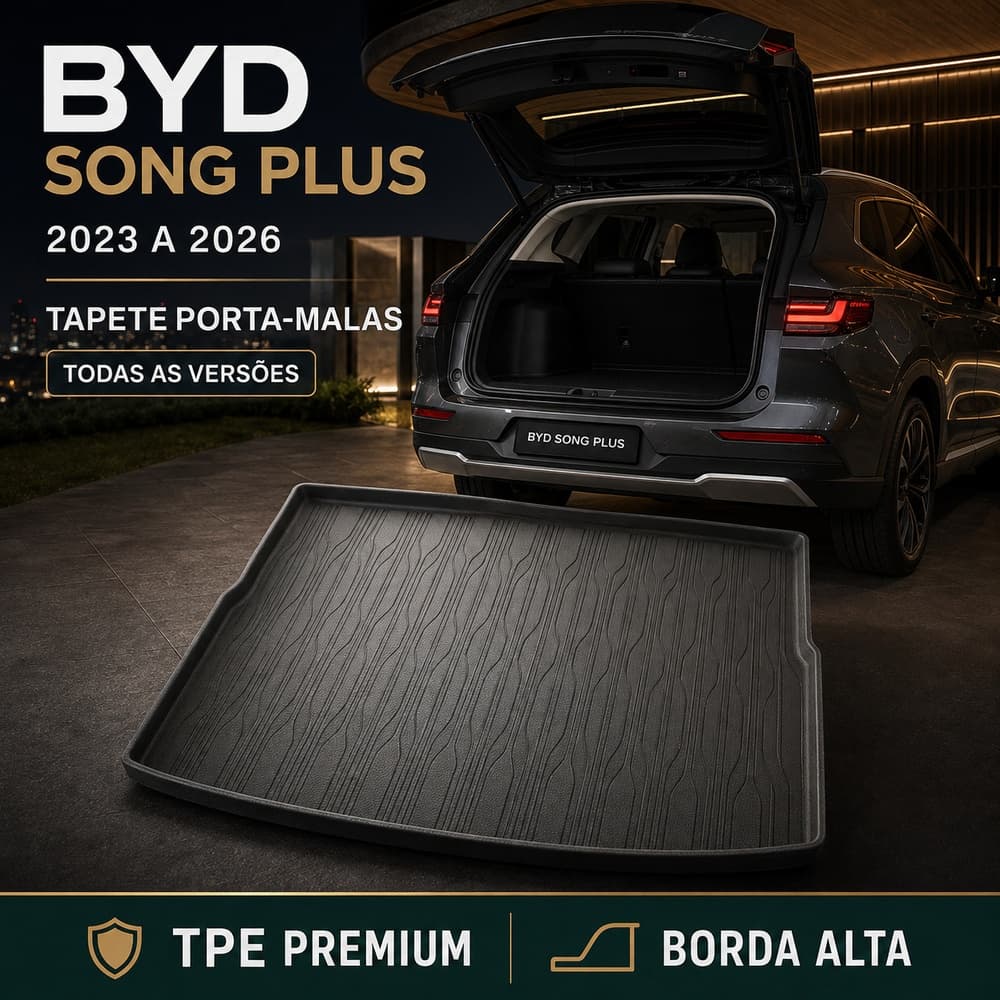 Tapete De Porta Malas Premium Bandeja Borda Alta De Borracha Tpe 3D Para Byd Song Plus 2023 - 2026
