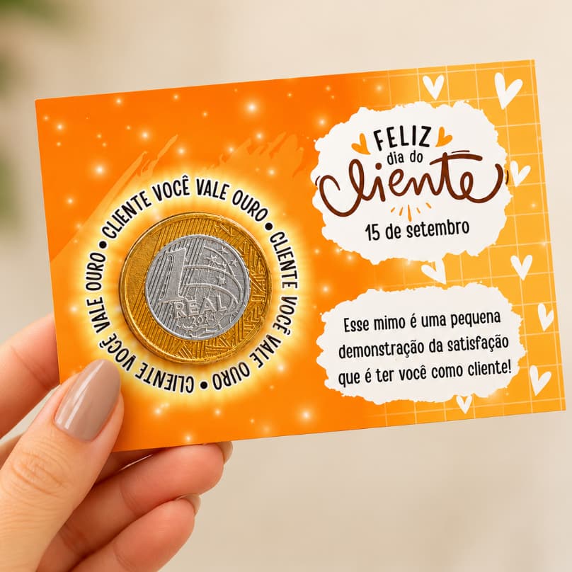 Card Dia do Cliente 6x9cm | Mimo para Moeda de Chocolate | Pronta Entrega