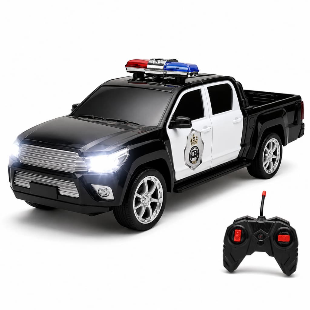 Brinquedo Caminhonete de Polícia de Controle Remoto Total Acende Farol