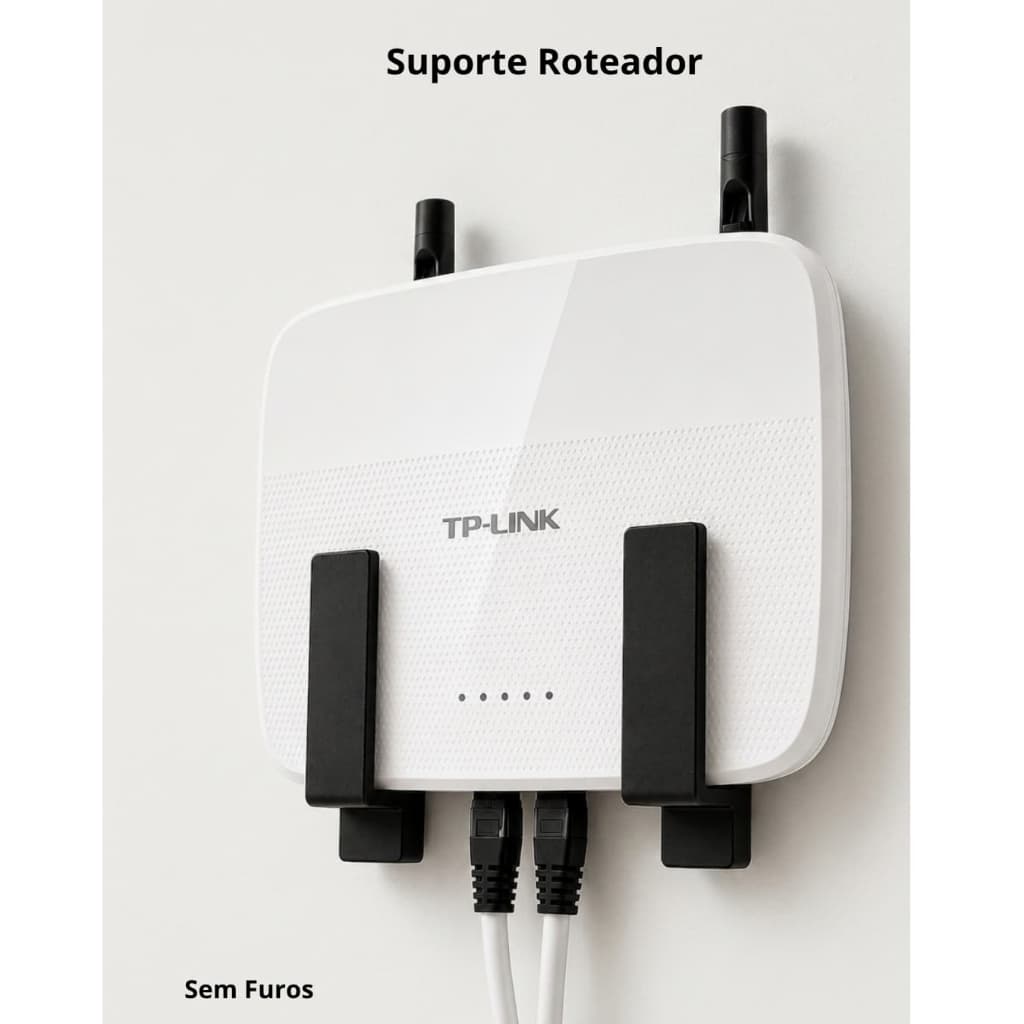 Suporte Roteador Modem ONU WiFi de Parede Sem Furo Fita 3M Instalação Fácil Universal