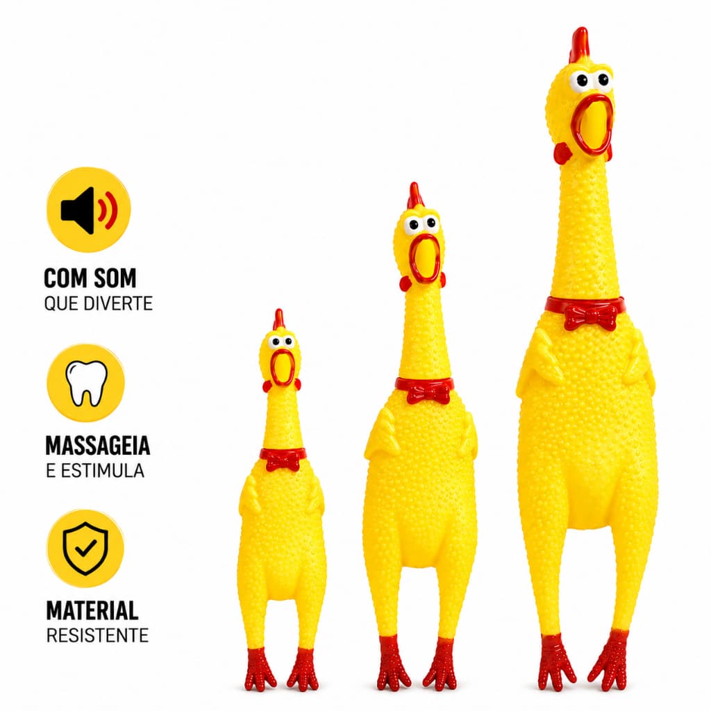 FRANGO GALINHA MORDEDOR PARA CÃES PET, BRINQUEDO DE BORRACHA COM SOM, DIVERTIDO E RESISTENTE