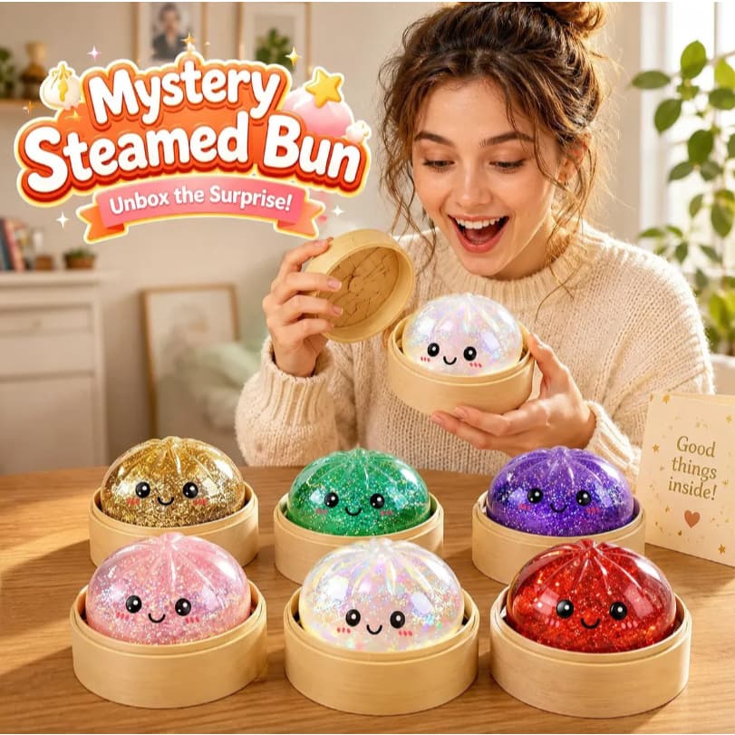 Dumpling Squishy com Glitter Bolinho 8.5cm Fofo Macio Para Apertar Brinquedo Surpresa