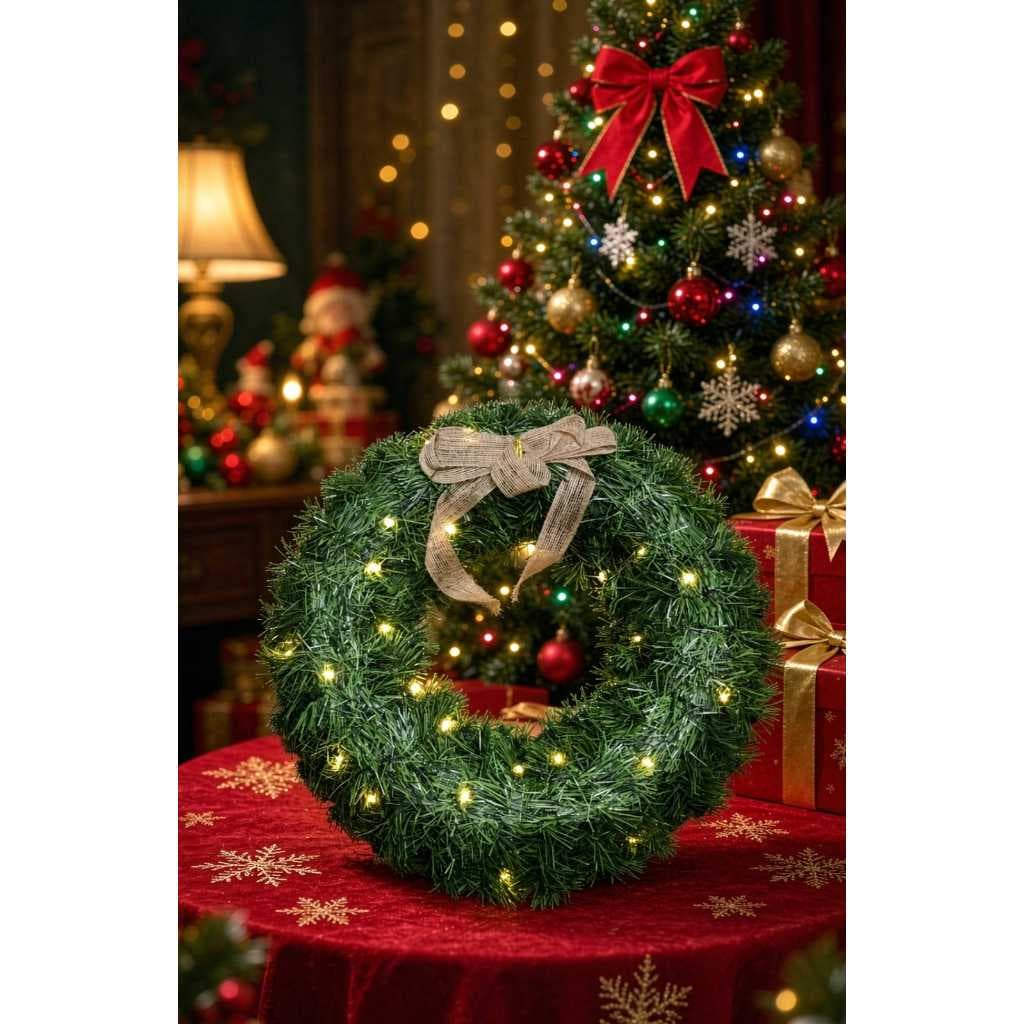 Guirlanda De Natal Decorada 40cm Enfeite Natalino Com Leds