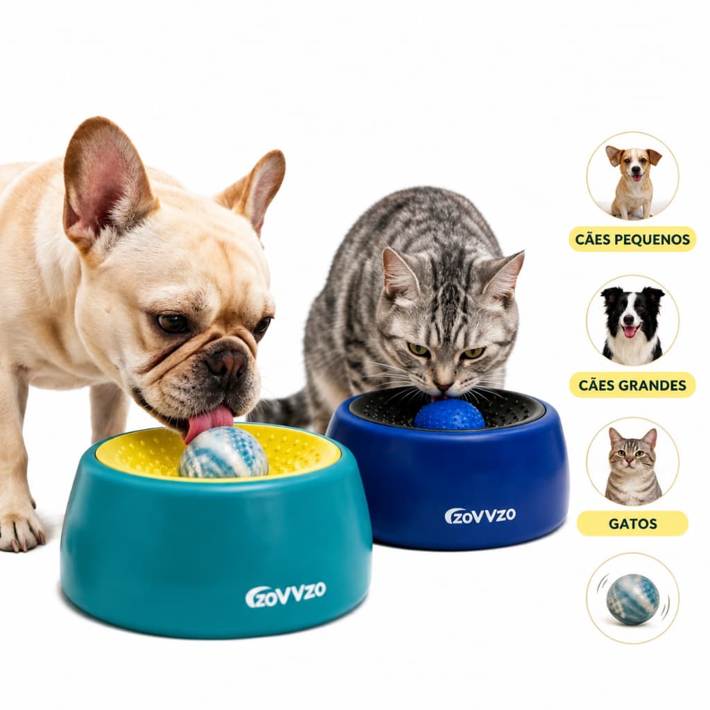 Comedouro Lento Lambedor Zovvzo Bola Giratória Anti Engasgo e Ventosa para Cães e Gatos