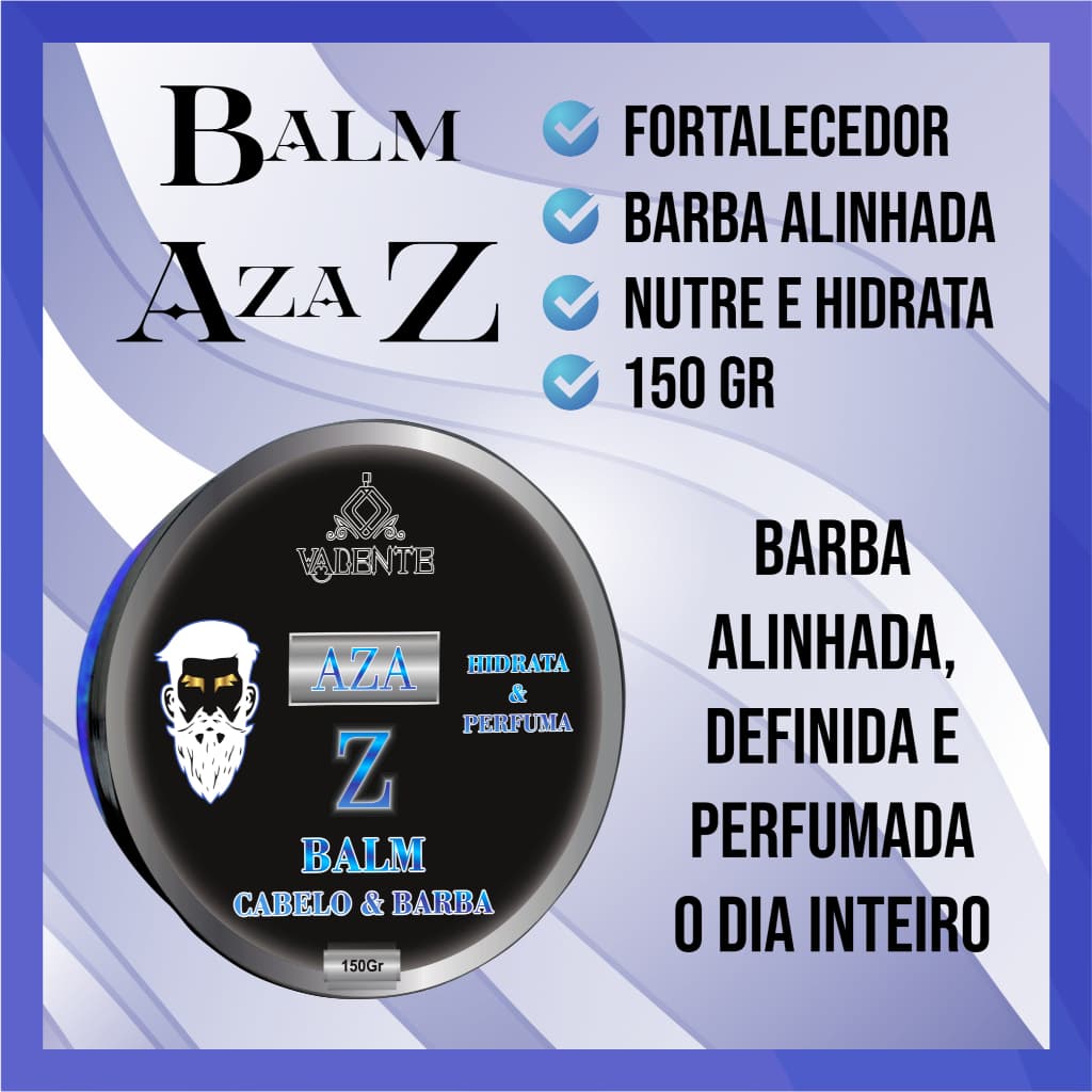 Balm AZA Z Valente Hidratante para Barba e Cabelo Masculino 150gr Modela e Perfuma