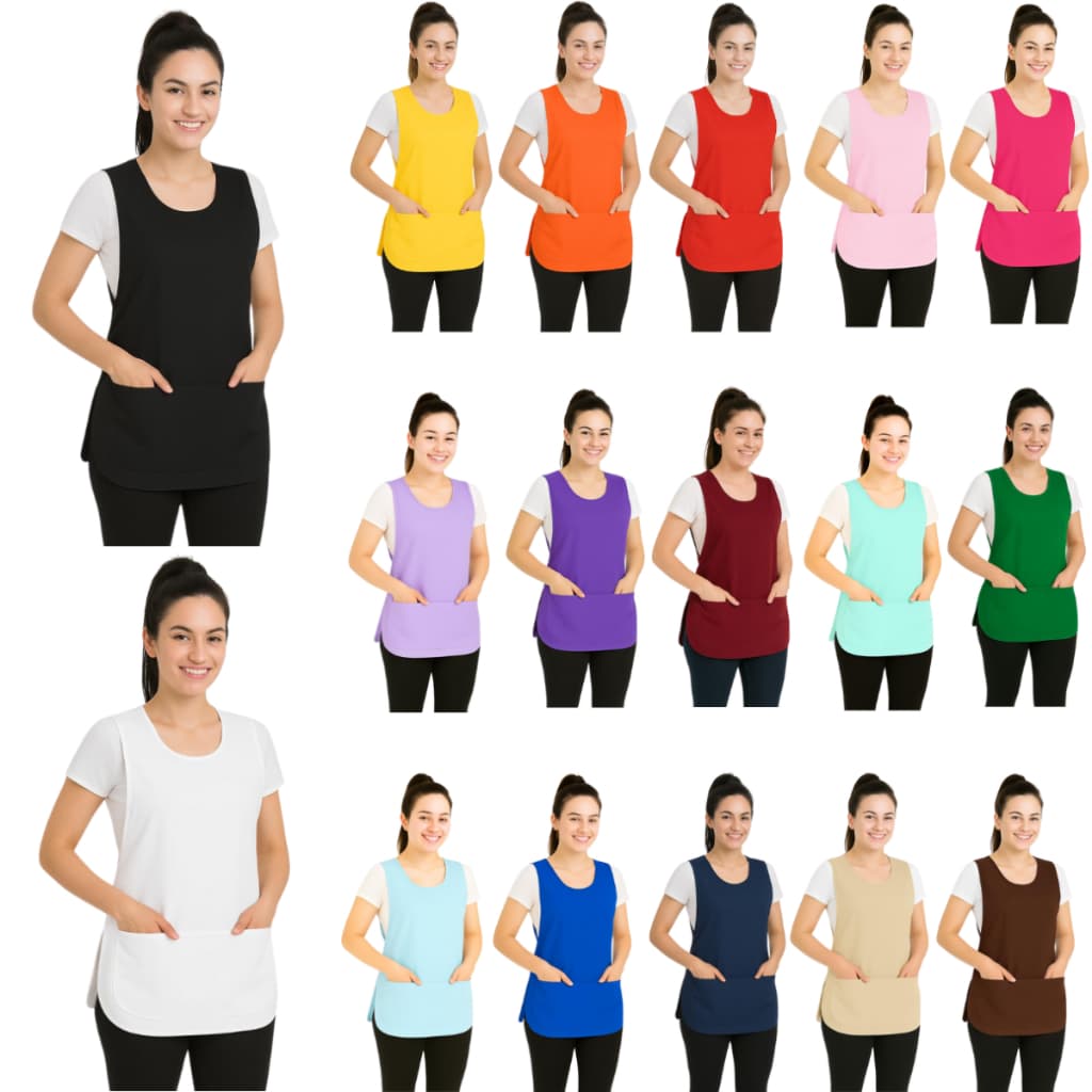 Avental Bata Uniforme Trabalho Profissional Cozinha Escola Limpeza Faxina Feminino Oxford Com Bolso