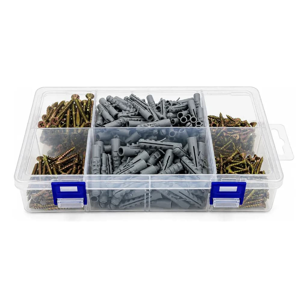 Kit 500 Peças de Parafusos e Buchas para Parede com Organizador