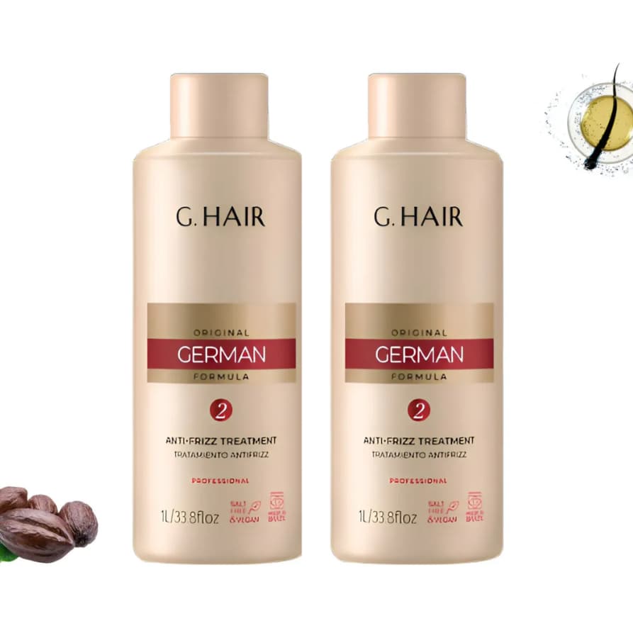Kit 2 Escovas Progressiva Anti Frizz Alemã Ghair Professional Passo 2 Ativo 1 Litro Brilho Liso Perfeito