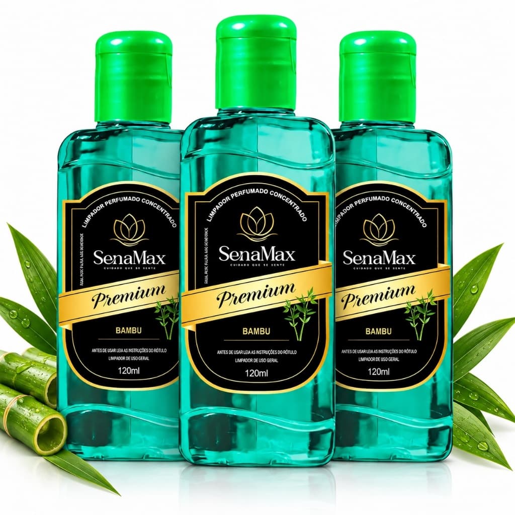 Kit 3 Limpador Perfumado Concentrado SenaMax Premium Bambu 120ml Limpeza e Perfume para Casa