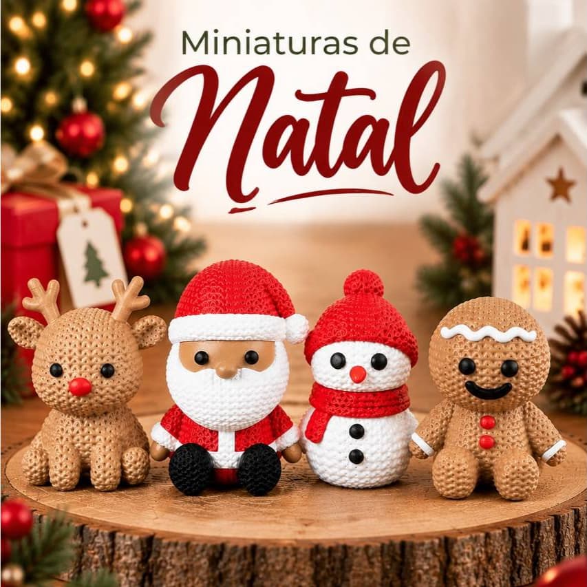 Boneco Natalino Impressão 3D Decoração Papai Noel Rena Boneco de Neve Gingerbread