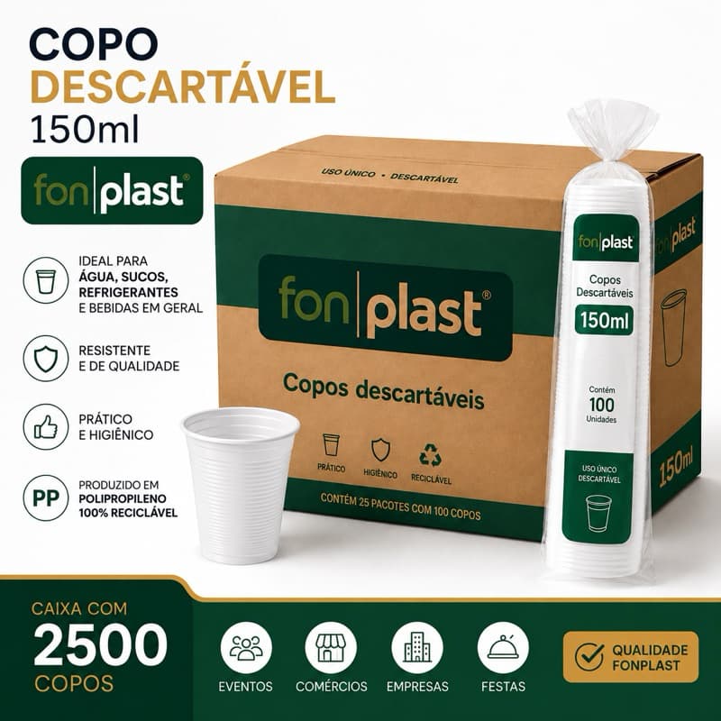 COPO DESCARTÁVEL 150ML C/2500 festas eventos empresas comércios e no uso diário