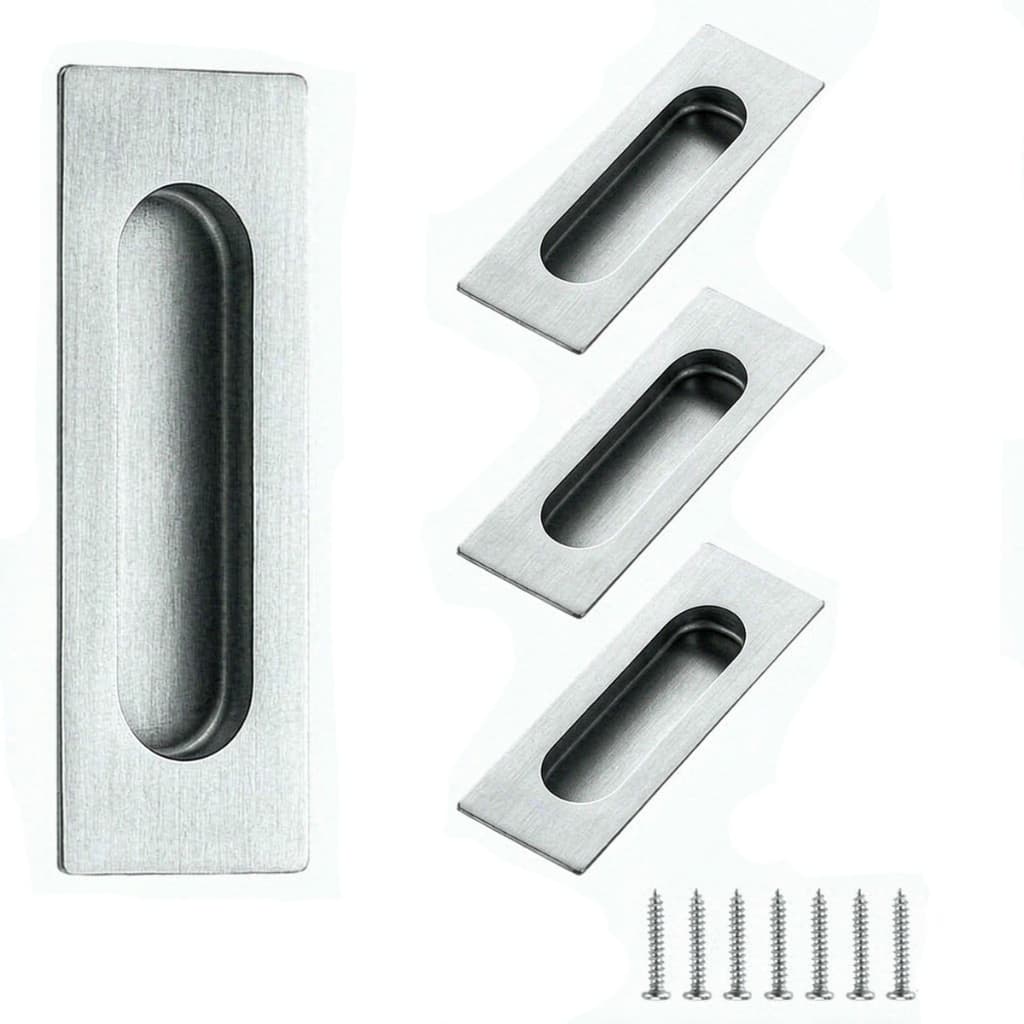 Kit 4 Puxador Porta De Correr Concha De Embutir Inox