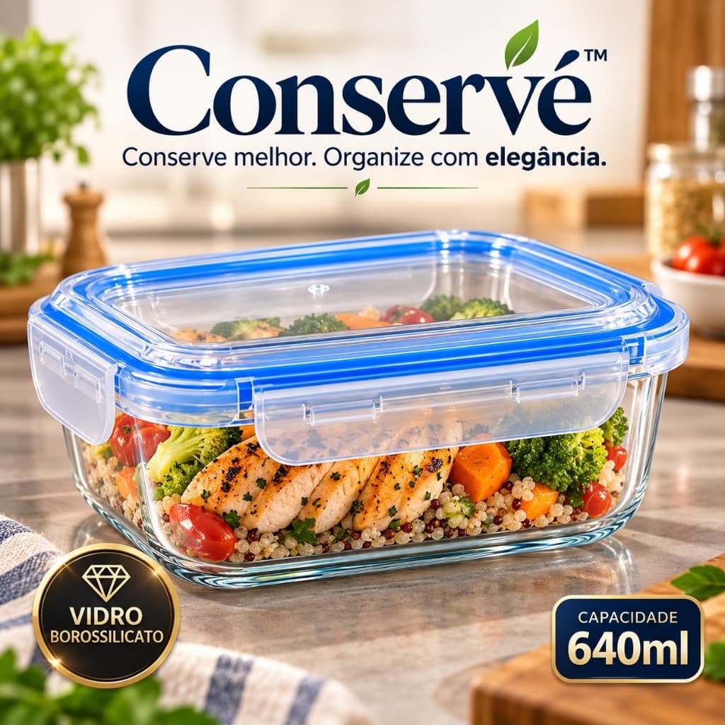 Pote Hermetico Retangular Vidro 640ml Organizador Alimentos Transparente Tampa Vedacao