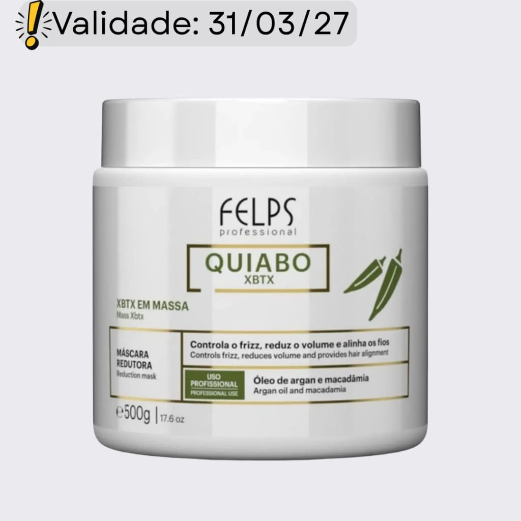 Máscara Redutora Okra XBTX Em Massa 500g - Felps Professional | Antifrizz E Alinhamento