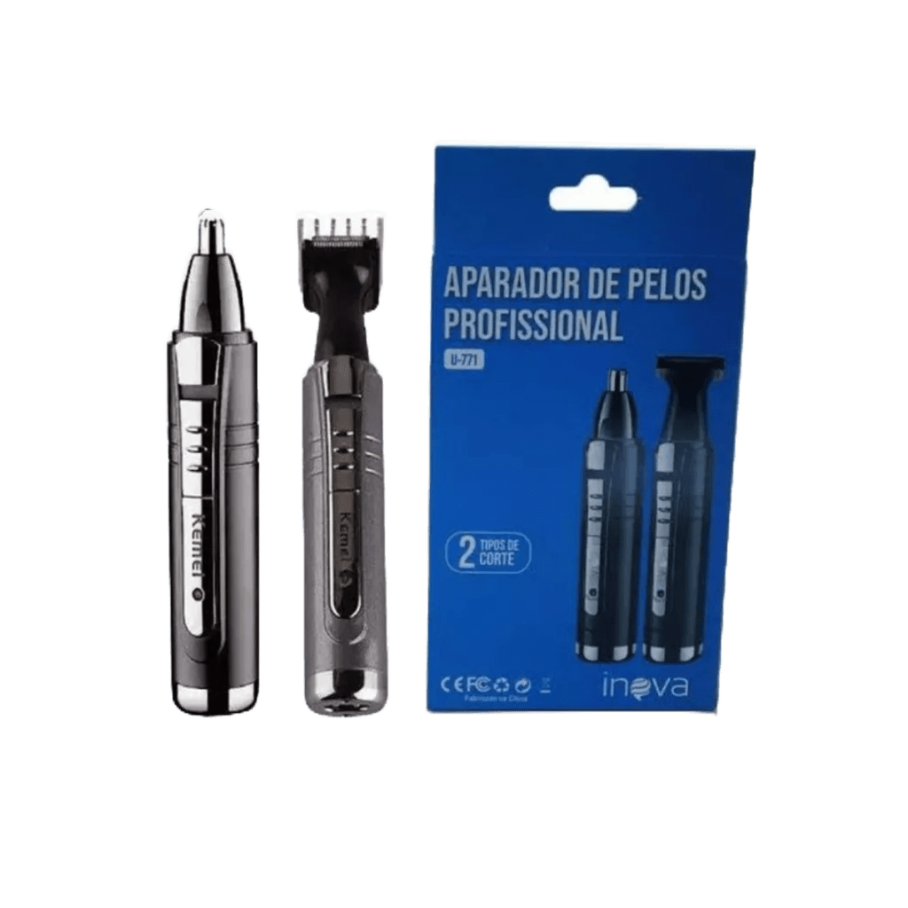 Barbeador /aparador de pelos 2 em 1 profissional inova pelos nariz sobrancelha bigode
