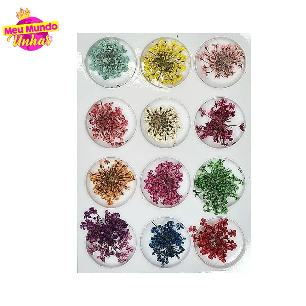 Flor Seca para Unhas Decoradas (12 Cores)