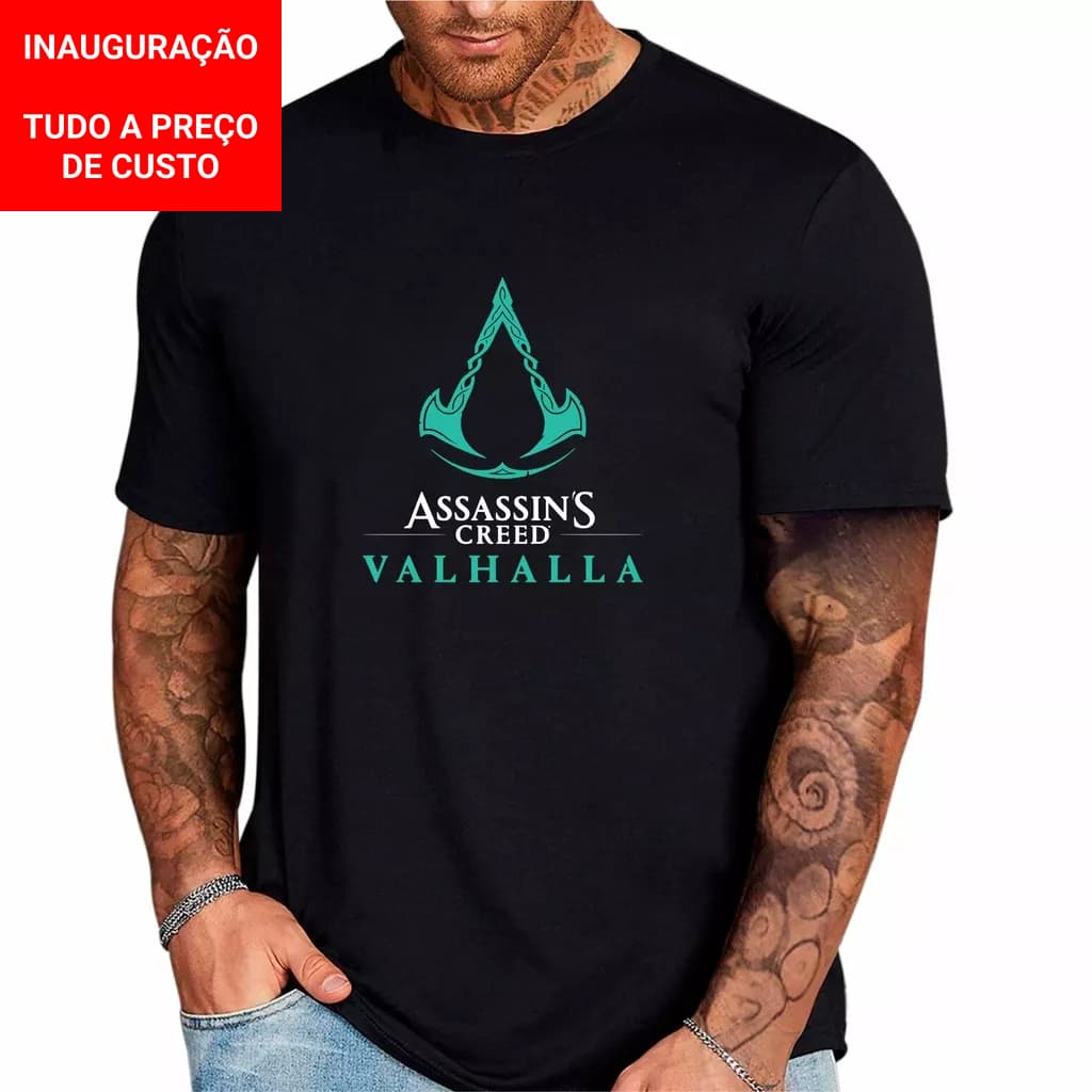 Camiseta Masculina Estampada Assassins Creed Jogo 100% Algodão 30.1 Penteado