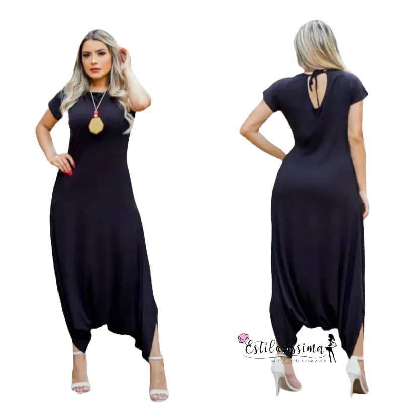 Macacao Saruel Bolsos Feminino Viscolycra Max Longo Soltinho Com Manga 38 ao 50