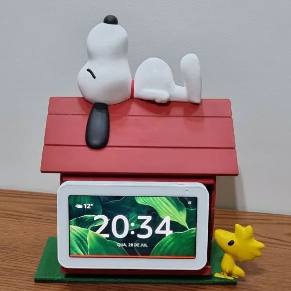 Capa Temática, Skin Decorativa, Suporte Amazon Alexa Echo Show 5 - Snoopy