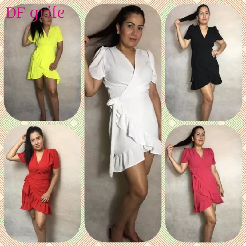 Vestidos transpassado / envelope em crepe duna premium