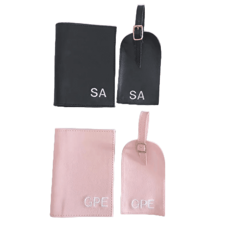 Kit Porta Passaporte e Tag Mala Personalizada Viagem Bordado
