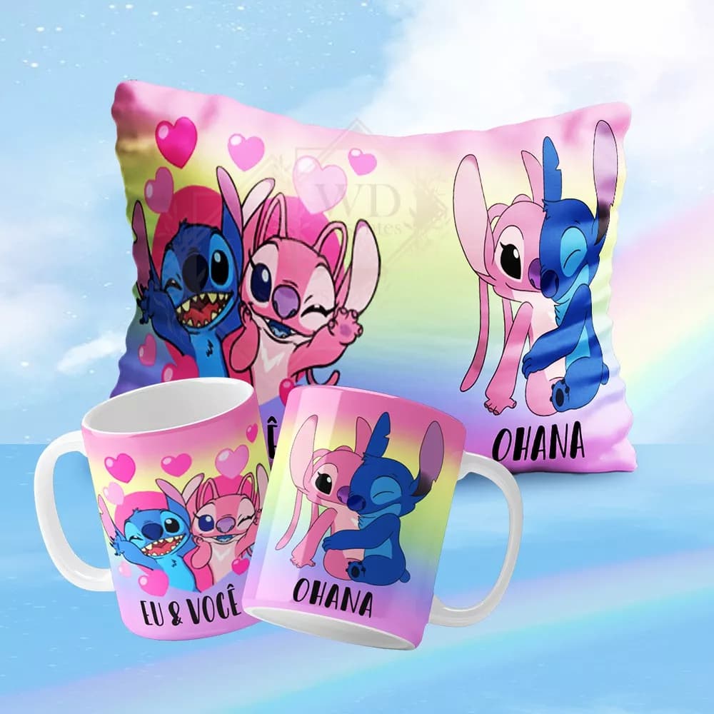 Stitch e Angel Caneca e Almofada Personalizada
