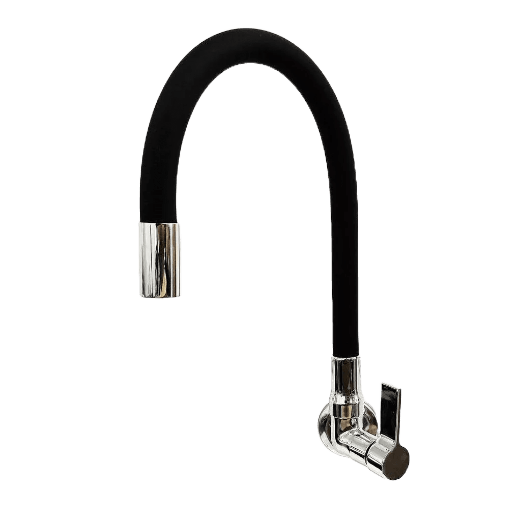 Torneira para pia de cozinha  Parede Gourmet Preta Flexível 1/4 volta linha luxo