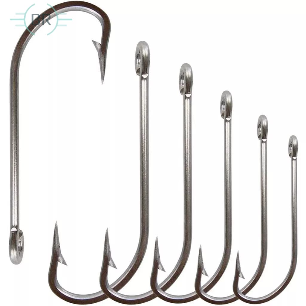 Kit 100 Anzol Para Pesca Em Aço Inox Com Argola 100 Peças Marinizado Vários Tamanhos Para Pesca Profissional Espinhel Long Line