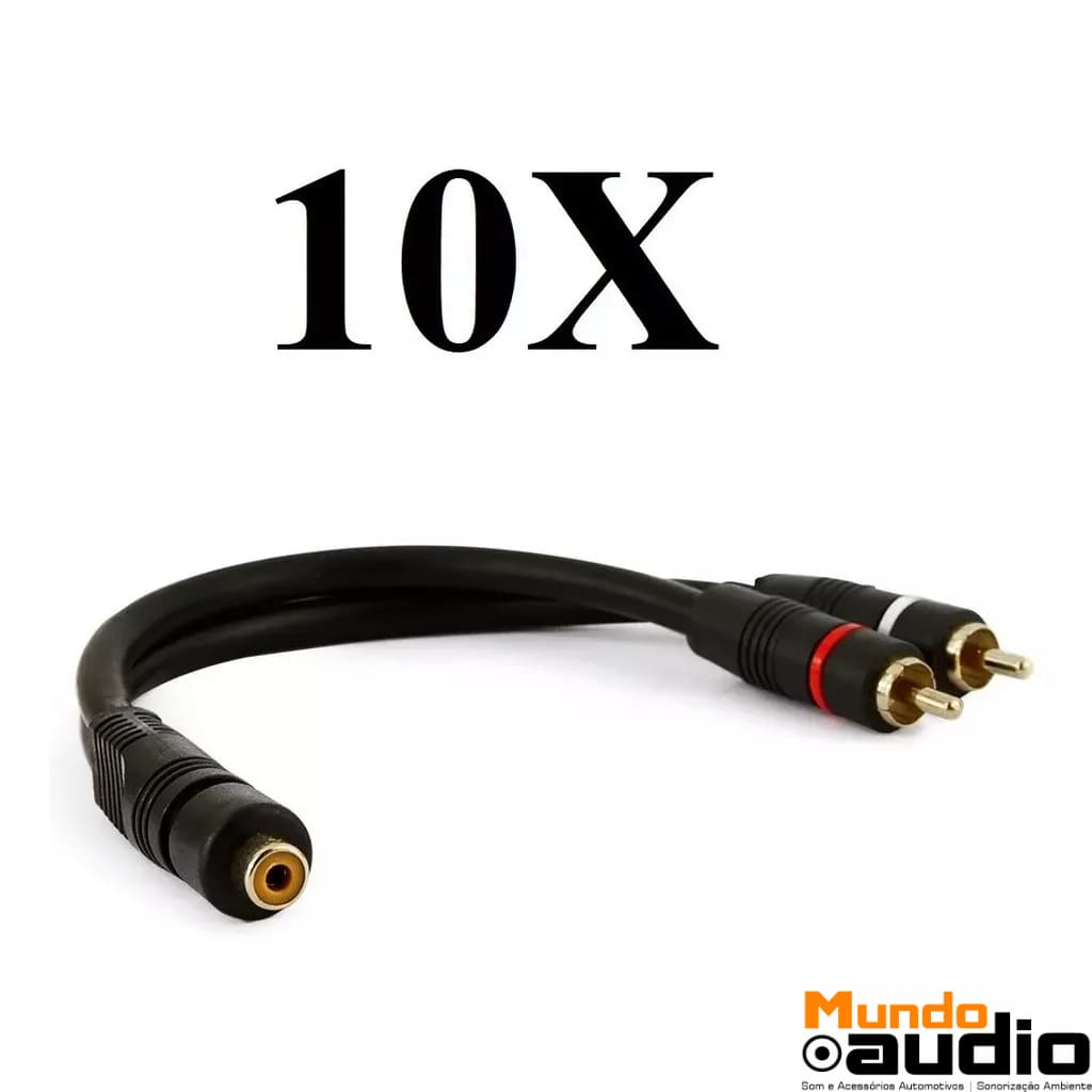 Kit 10 Cabos Y Rca Cabo Y 1 Femea + 2 Machos Banhado Ouro