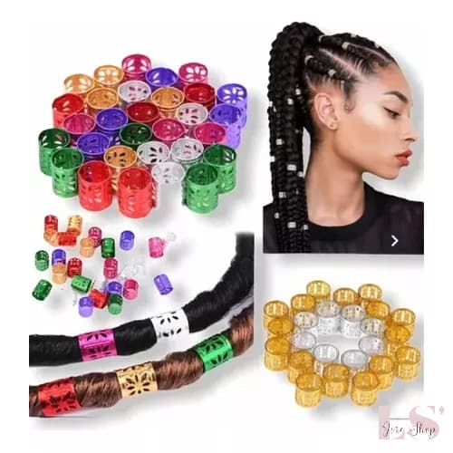 24 Anéis Para Trança Reguláveis Para Box Braids Tranças Afro Jumbo Dreds