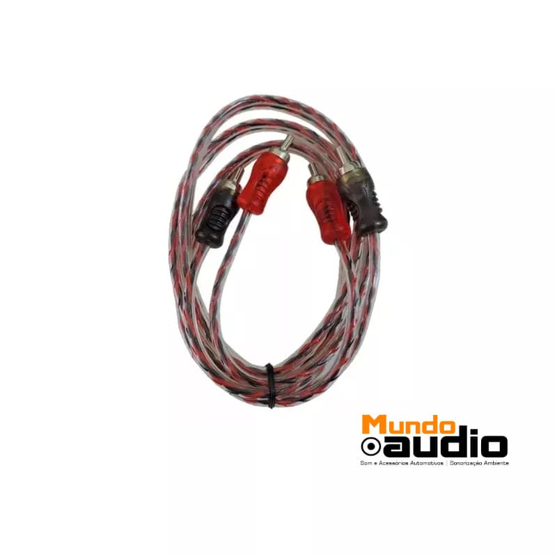 Cabo Automotivo Som Rca 3 Metros 4mm Alta Pressão Banhados Ouro PVC Injetado Ponta Blindada