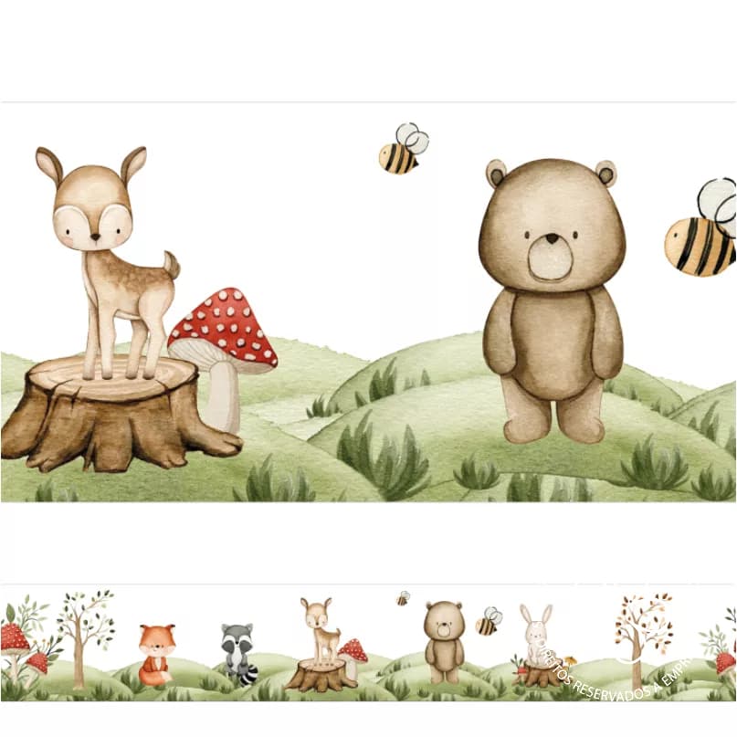 Faixa Decorativa Adesiva Infantil - Bosque Encantado - Menino e Menina