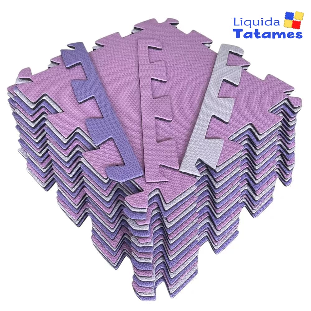 Kit 20 Tatames - EVA Tons de Rosa e Lilás 50x50x1 cm.