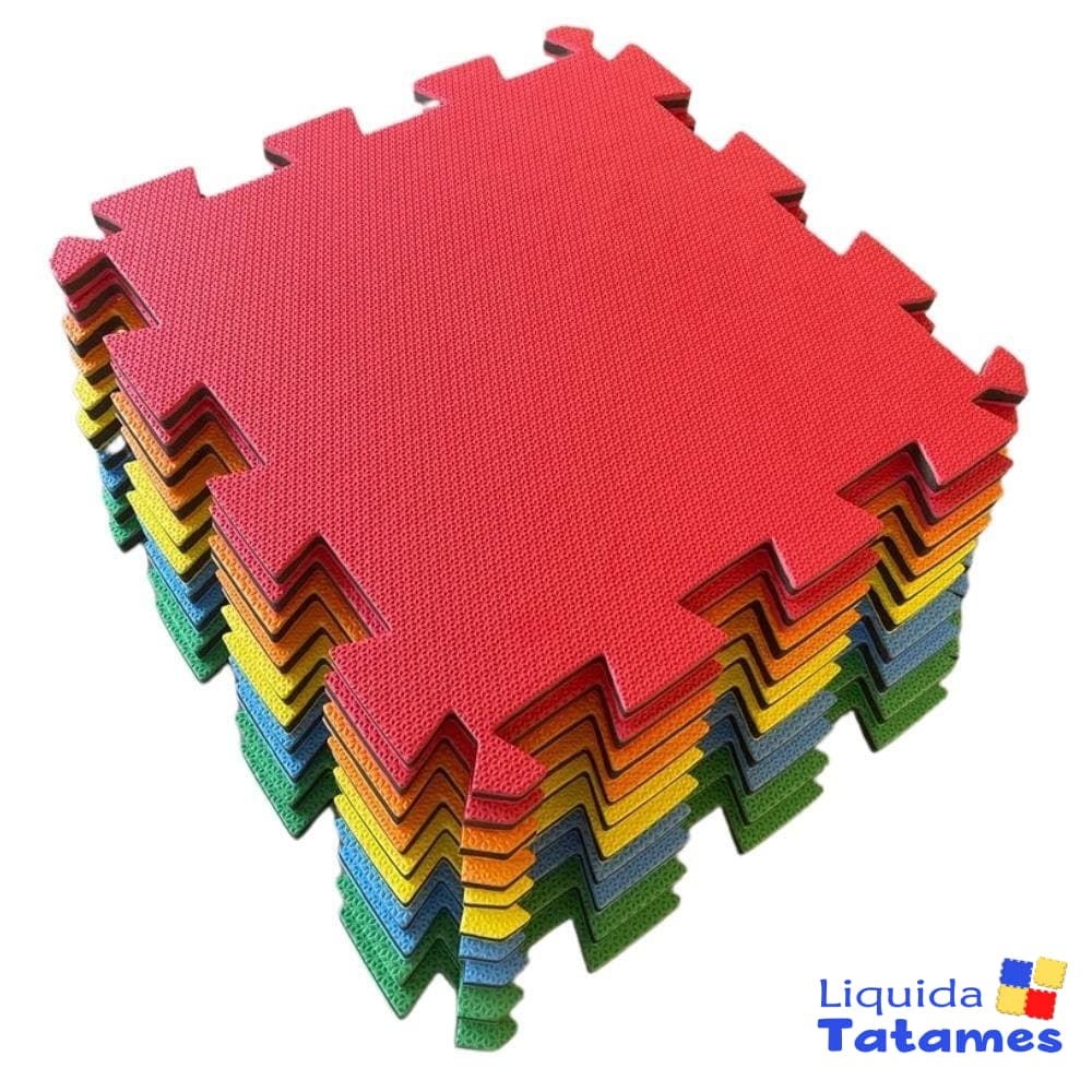 Kit 12 Tatames - EVA Colorido Econômico - 50x50x1 cm.