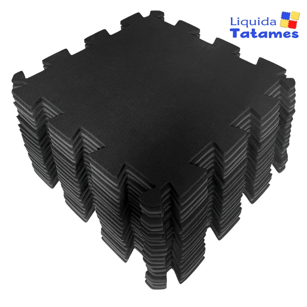 Kit 10 Tapetes Tatames Eva Preto - 50x50 1cm